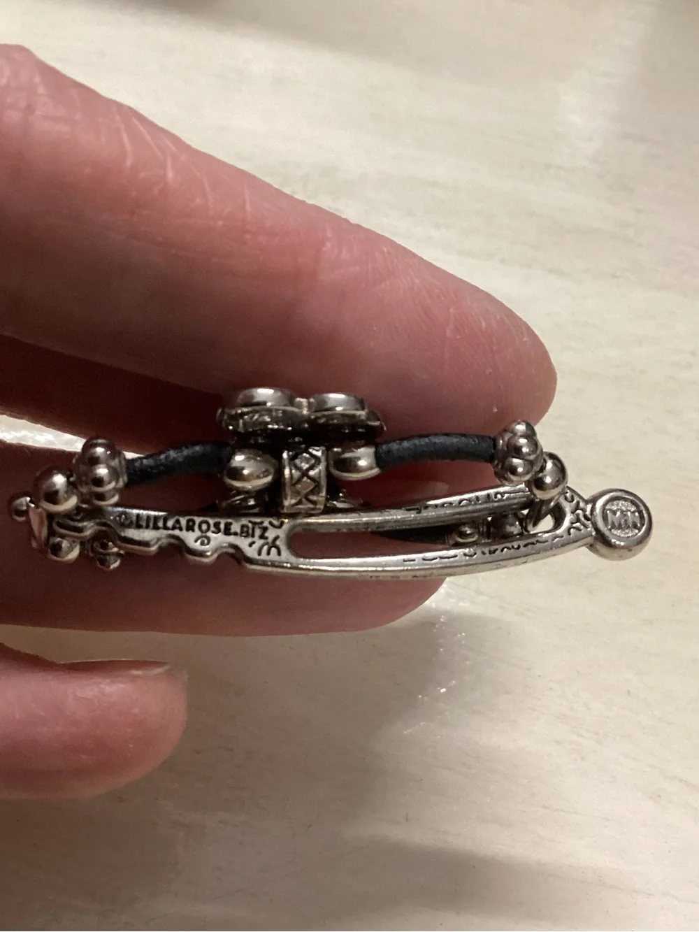 Lila Rose Silver Coffee Cup Charm Hair Slide with Black Cord